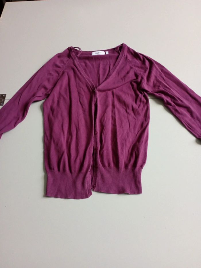 Gilet col v violet yessica c&A XS à bouton
