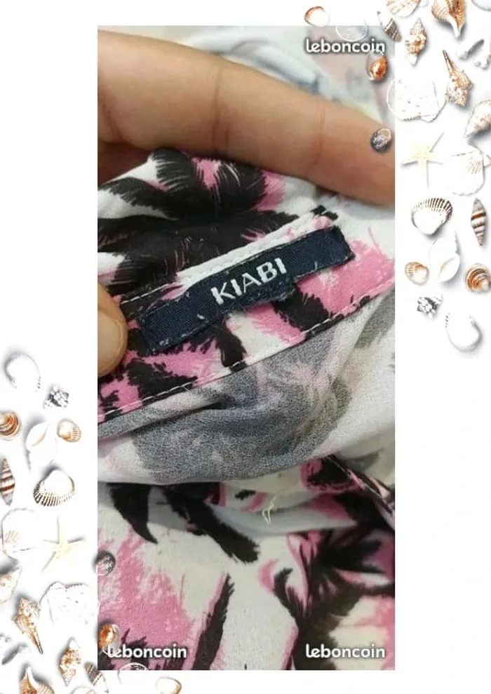 Chemise sans manche avec motif palmier noir rose et blanc taille 16 ans - photo numéro 5