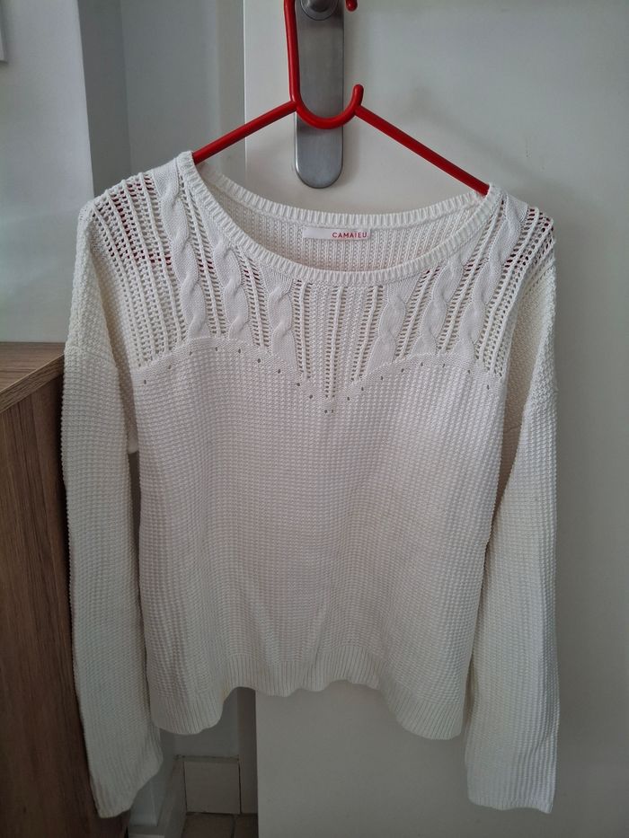 Pull blanc camaieu