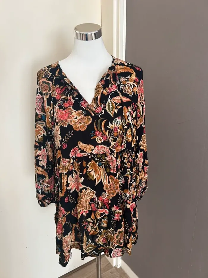 Zara robe été courte imprimée, multicolore taille L/40