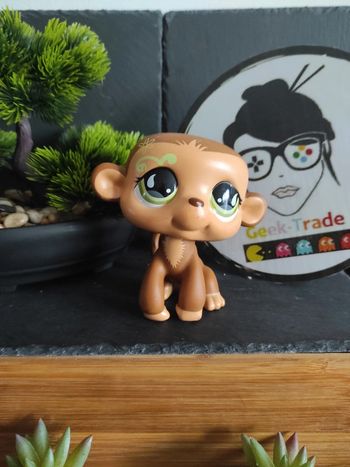 Littlest Petshop LPS jumbo 5" Monkey Brown Singe deco pet #geektradelpssinge