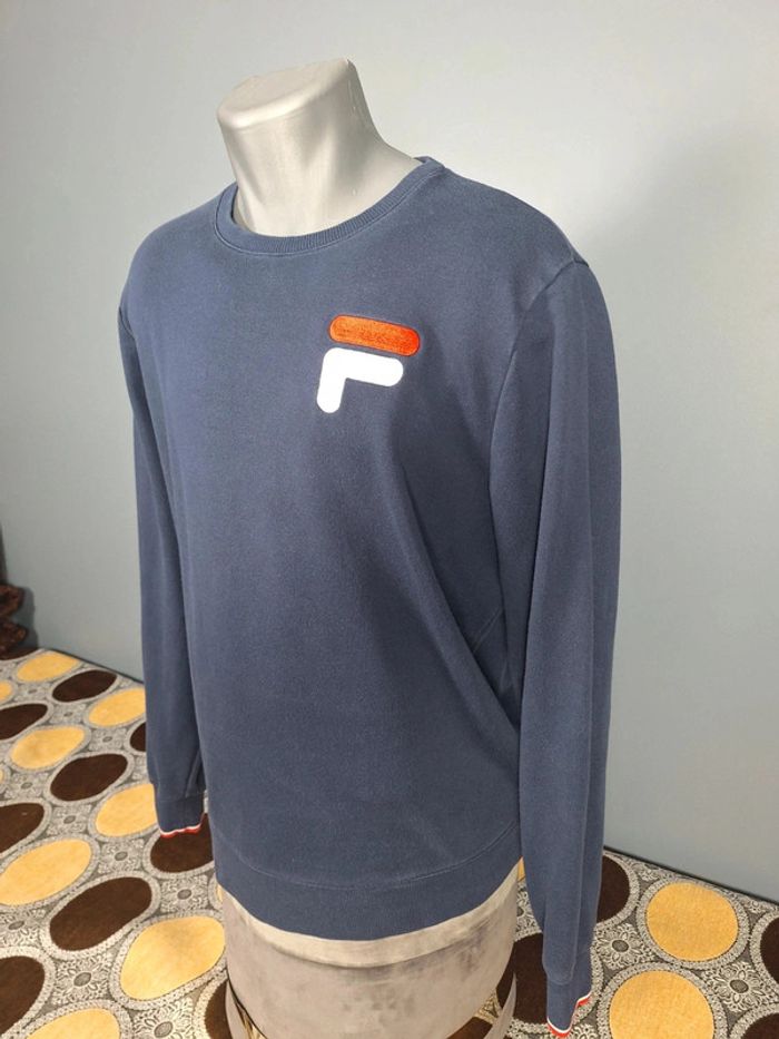 Sweat / crewneck fila homme vintage bleu / taille L brodé - photo numéro 4