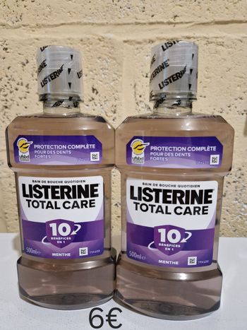 Lot de 2 bain de bouche listerine total care menthe 2x500ml