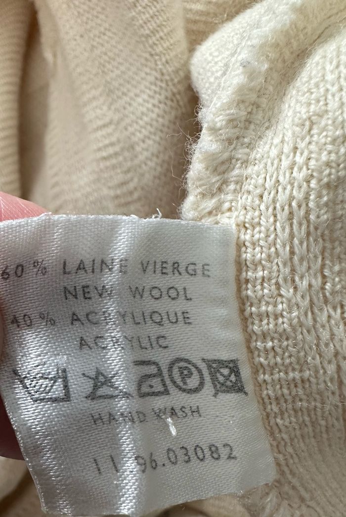 Cardigan texturé beige crème en laine vierge Devernois Paris Vintage T44 XXL - photo numéro 10