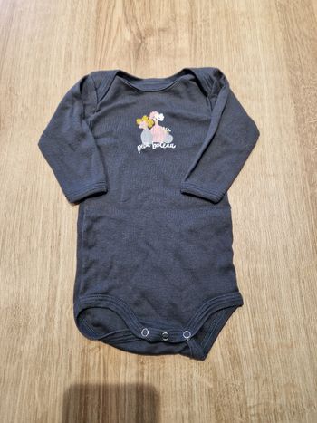 Bodys manche longue Petit Bateau 3 mois Gris anthracite brodé