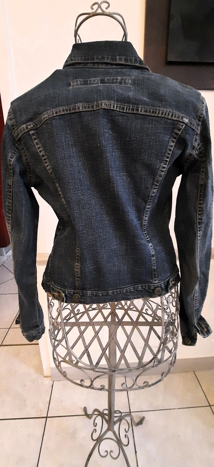 Blouson jean bleu et délavé orangé T38/M -La Brigada Int'l - photo numéro 2