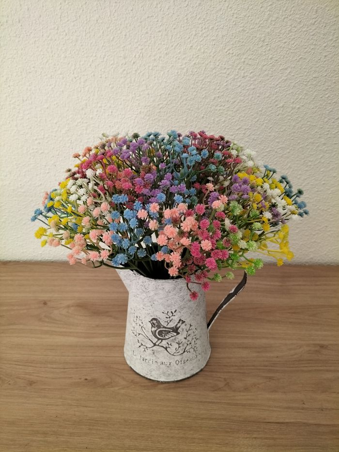 pot  en métal fleur artificiel