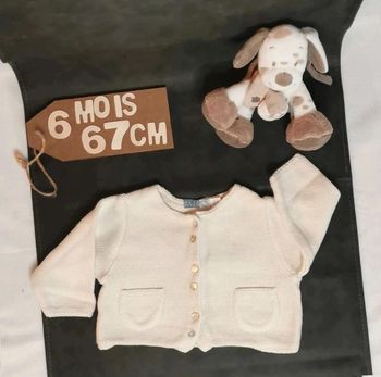 Gilet 👣 blanc  écru tape à  l'œil, tao, 6mois