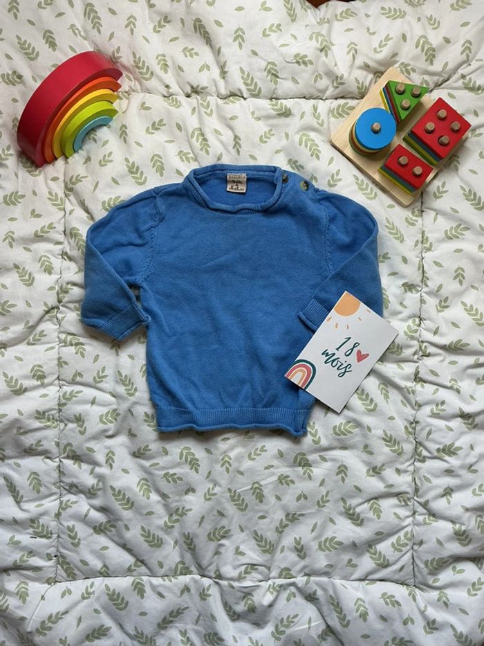 Pull léger col rond bleu 18 mois boite à malices