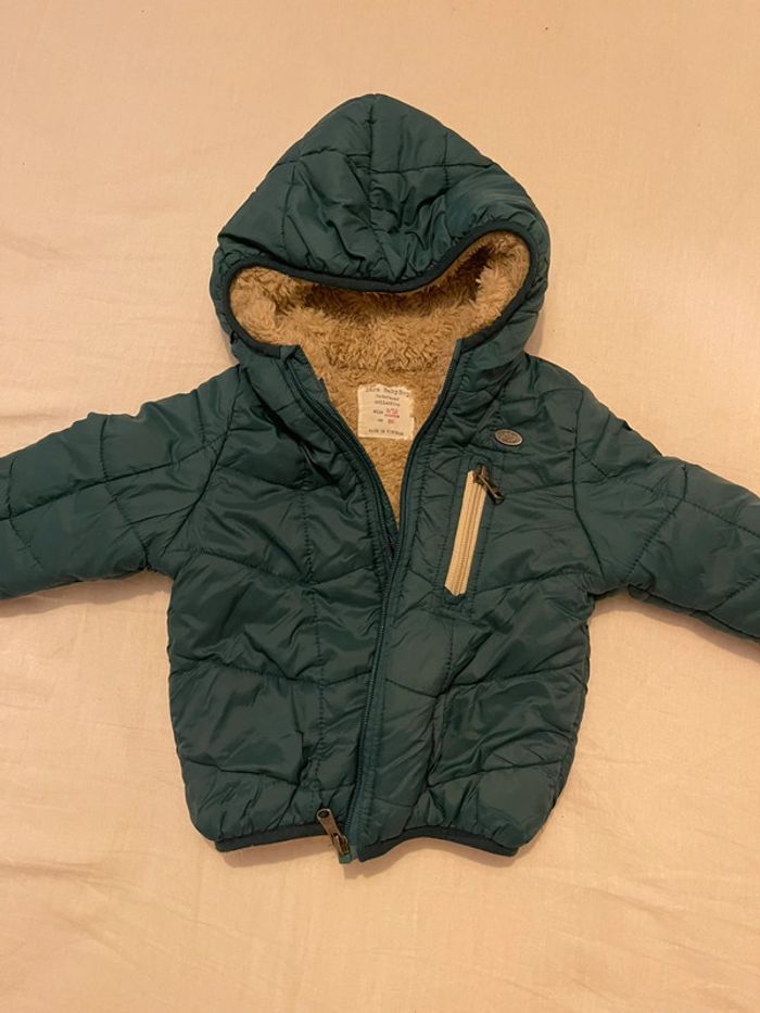 Manteau fourré vert 9-12 mois 80cm - photo numéro 6