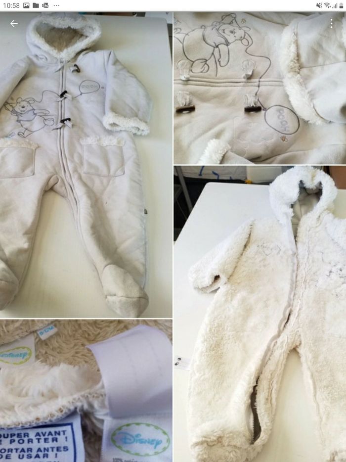 Combinaison a capuche avec zip intérieur fourré pour bébé 9/12 mois - photo numéro 2