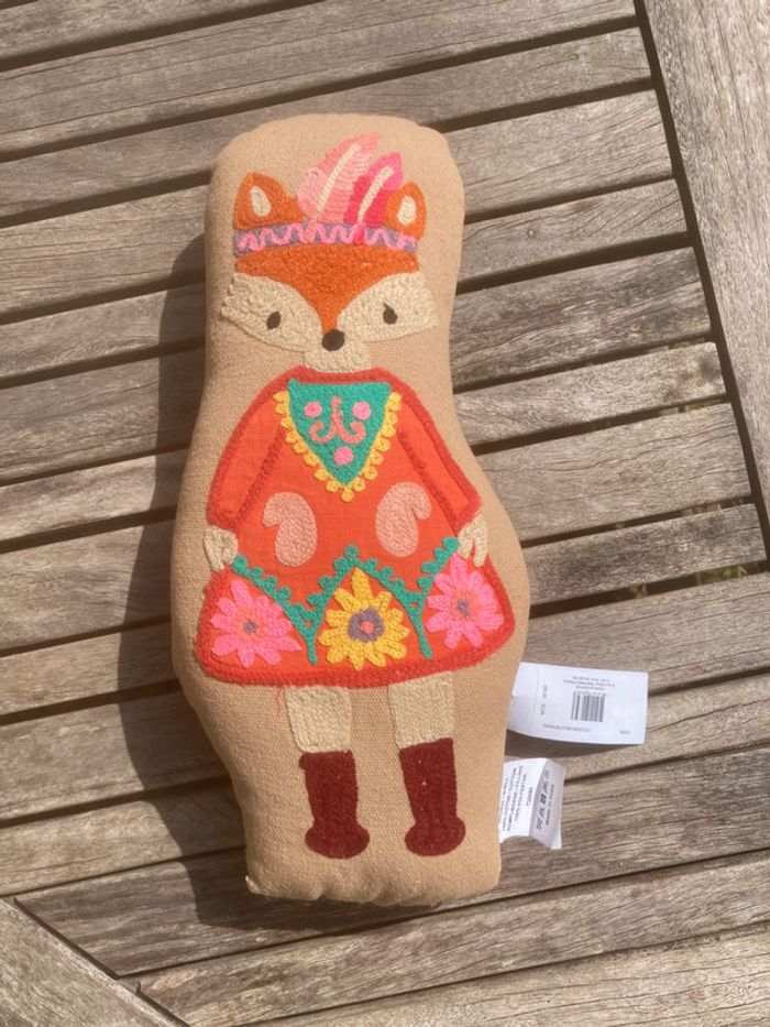 🦊 Doudou / Coussin renard Bonton – Neuf avec étiquette