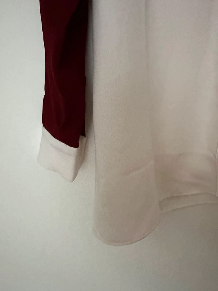 Chemisier Bordeaux et blanc Taille 34 - photo numéro 4