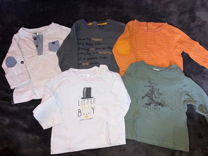 Lot de 5 tshirts ML 9 mois