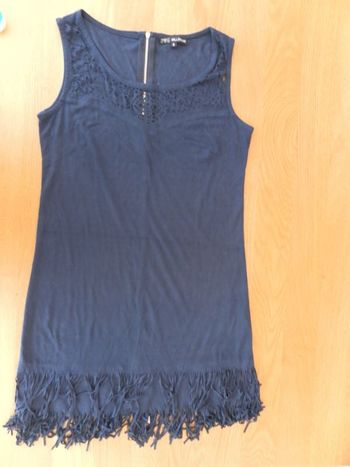 tunique bleu franges