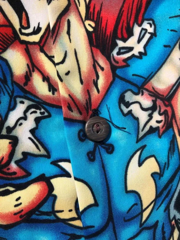 Chemise Y2K Anime Manga Print Mens XL made in Korea 🇰🇷 - photo numéro 7
