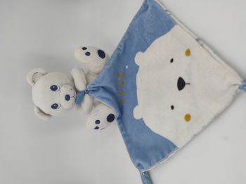 Doudou Mouchoir Ours Blanc Bleu Simba Toys Kiabi