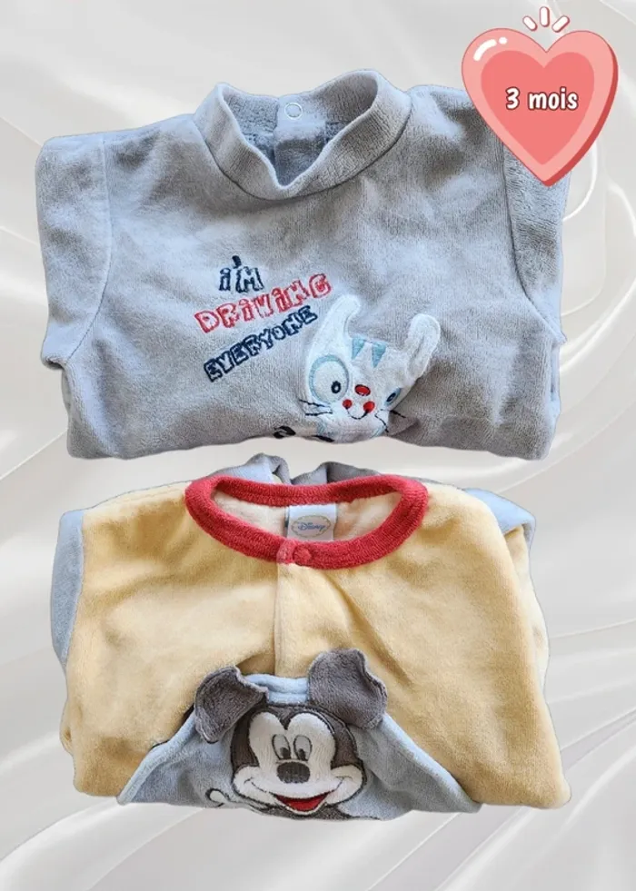 Lot de 2 pyjamas grenouillères garçon 3 mois