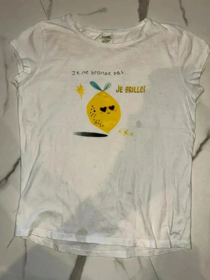 T-shirt fille 12 ans – Kiabi – Je ne bronze pas, je brille – Bon état
