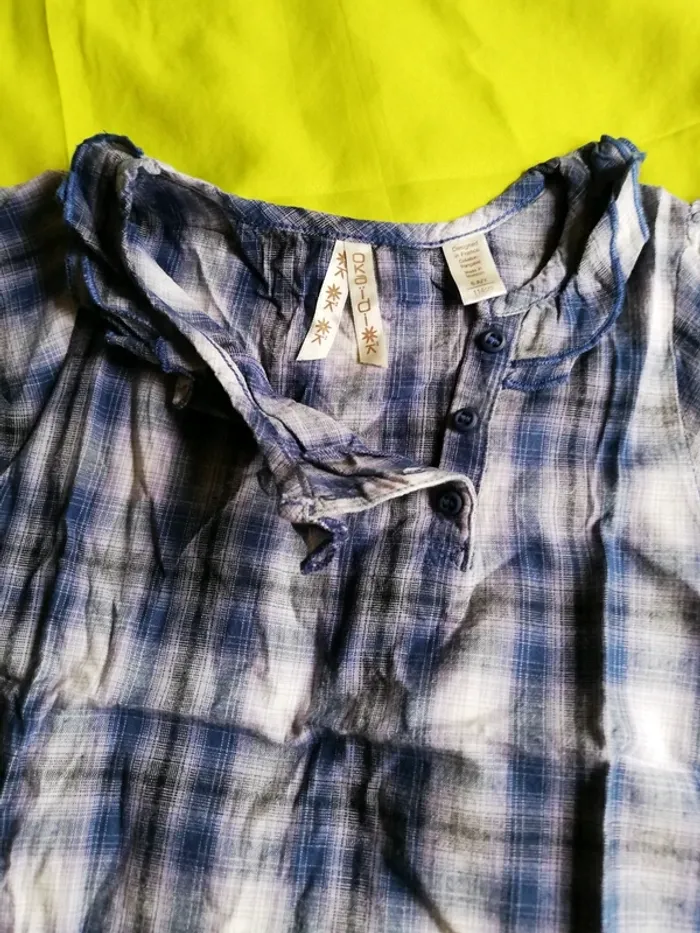 Chemise manche courte à carreaux bleus - photo numéro 2