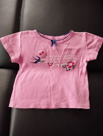 * T-shirt manches courtes rose bleu marine T3A TQF