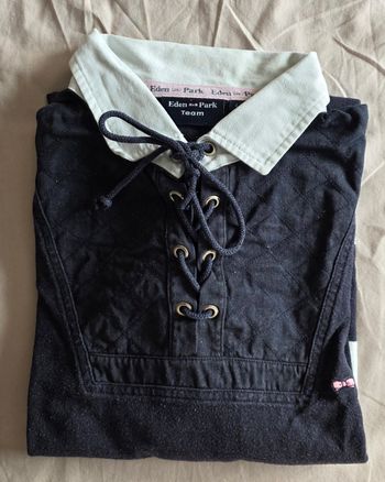 ​Polo rugby manches longues Eden Park - Noir et blanc - Taille L