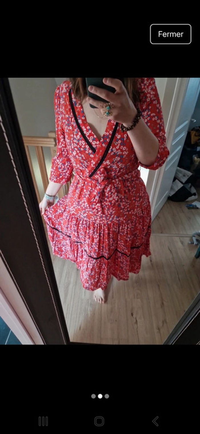 Robe décolleté taille m dunnes Fleurie rose - photo numéro 2