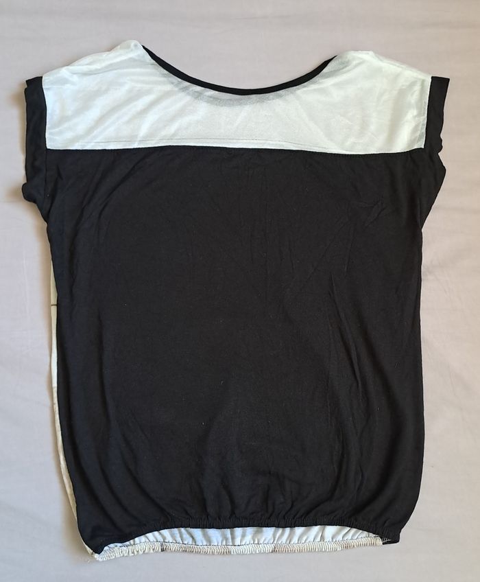 Tee shirt manches courtes femmes noir et beige taille S Made In Italy - photo numéro 6