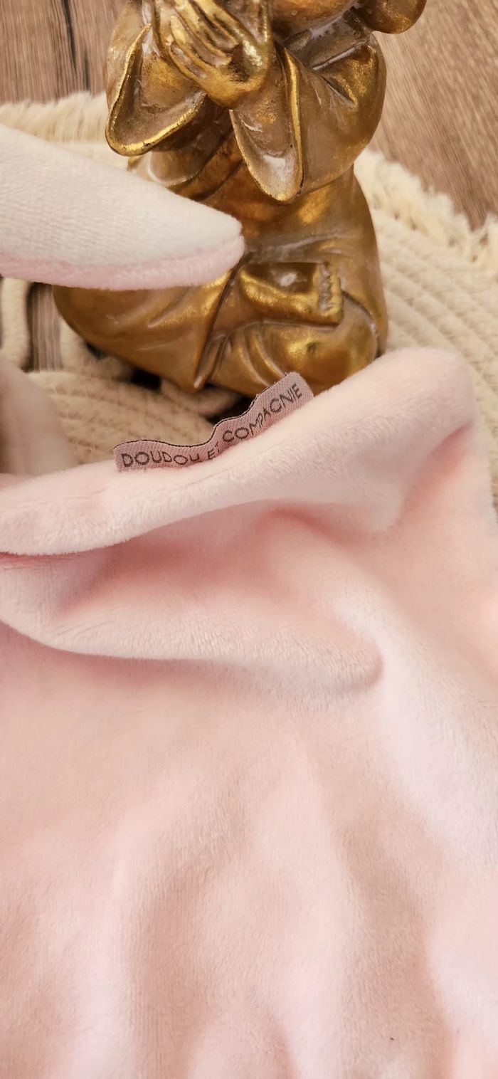 Doudou Lange Lapin Doudou & Compagnie rose blanc - photo numéro 4