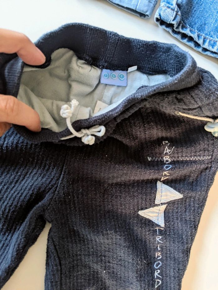 Lot de 3 pantalons bleu Marks and Spencer 12 mois 74 cm - photo numéro 3