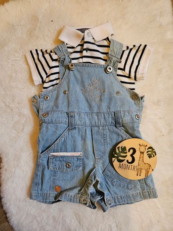 Ensemble polo salopette short 3 mois