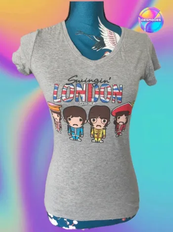 T-shirt gris Celebridols Swingin London  Beatles - Drop des indispensables de l'été