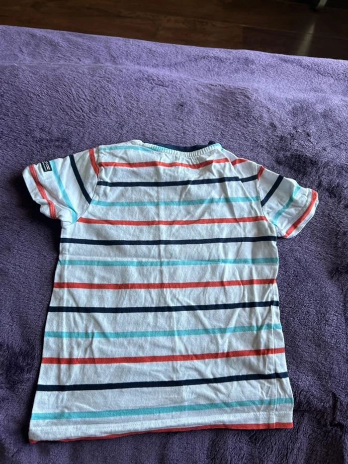 T-shirt manches courtes garcon en coton blanc et rayé Terre de marins taille 4 ans 102 cm - photo numéro 5