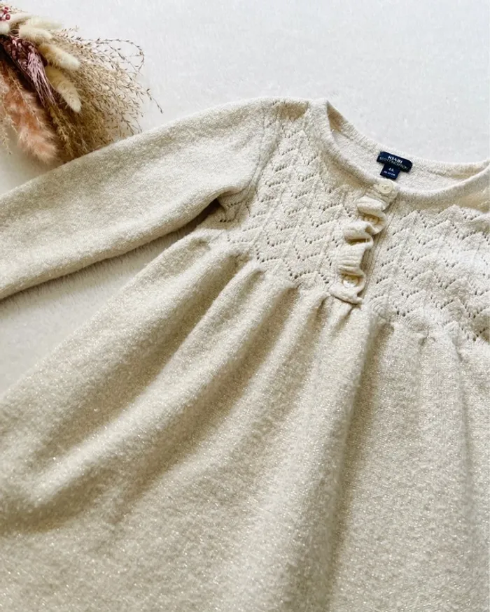 Robe pull pailletée couleur crème 4 ans - Kiabi - photo numéro 2