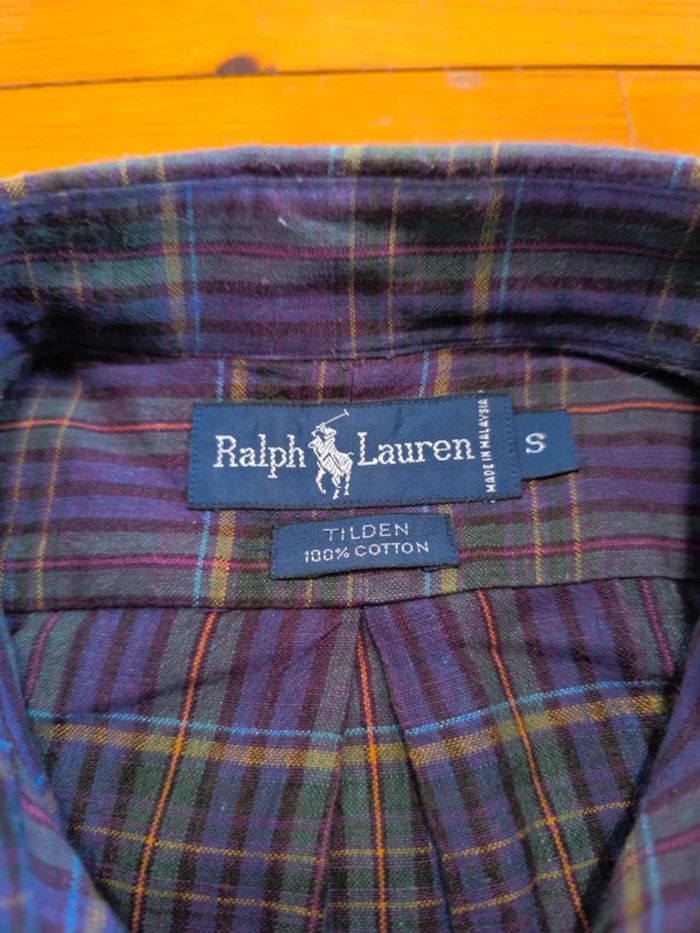 Chemise à carreaux - Ralph Lauren - Tilden - Logo brodé violet - Violet, vert - Taille S - photo numéro 8