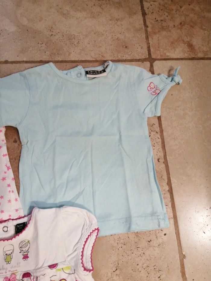 Lot de 3 t shirt manches courtes fille en 6 mois - photo numéro 3