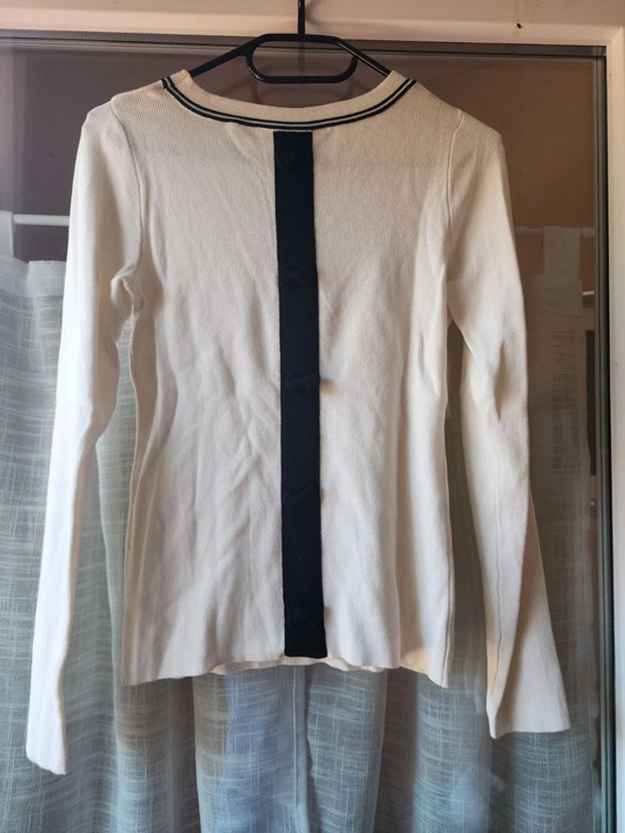Pull Naf Naf blanc avec nœuds T.34/XS - photo numéro 2