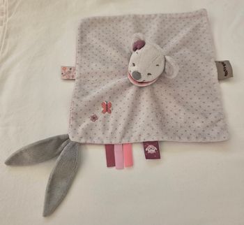 Doudou carré plat souris Valentine - papillon / fleur - Nattou