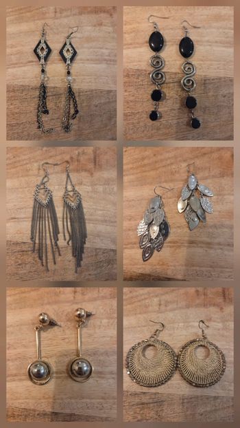 Lot 6 paires boucles d’oreilles fantaisie (argentées + dorées)