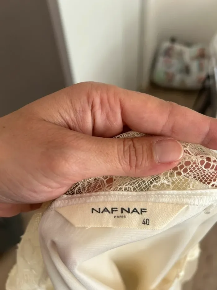 Naf Naf, blouse, écru, satinée, crème femme, taille 40 - photo numéro 4