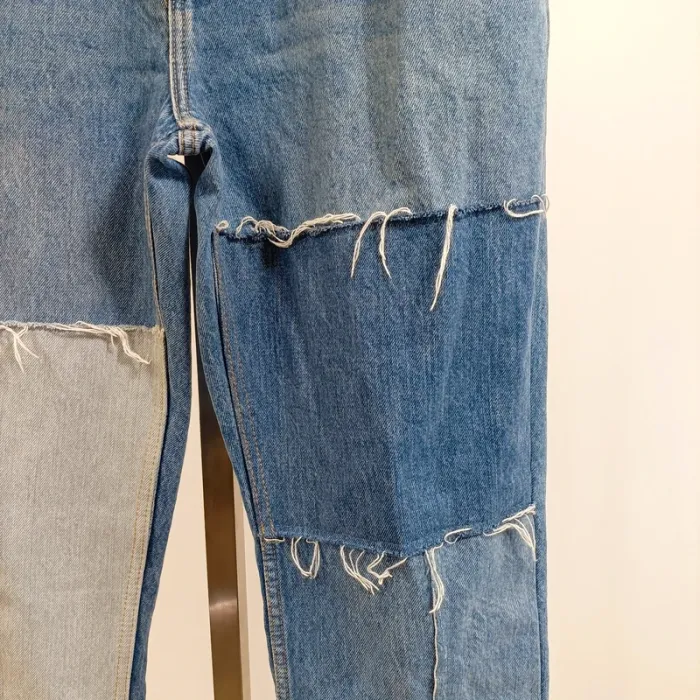 Jean patchwork boyfriend Pull&Bear Jean droit Femme Taille 40 - A395 - photo numéro 6