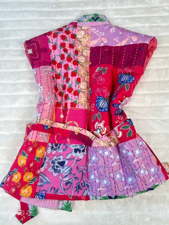 Gilet sans manches patchwork bohème multicolore - photo numéro 5