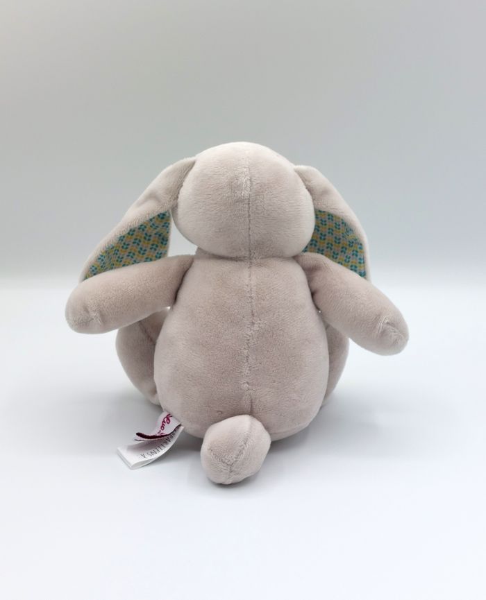 Peluche doudou lapin gris LUC ET LEA vert bleu 20 cm Océan Terre Biotechnologie - photo numéro 2