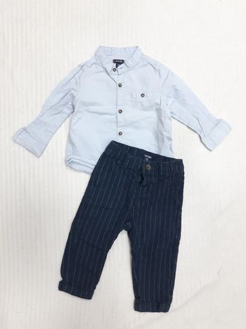 Tenue chemise bleu pantalon rayé Kiabi 18 mois