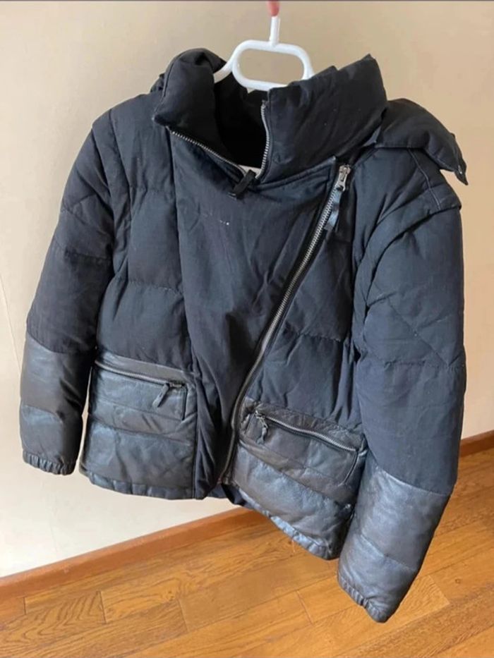 Sublime manteau doudoune noir April May avec empiècement cuir qui se transforme en sans manche - photo numéro 3