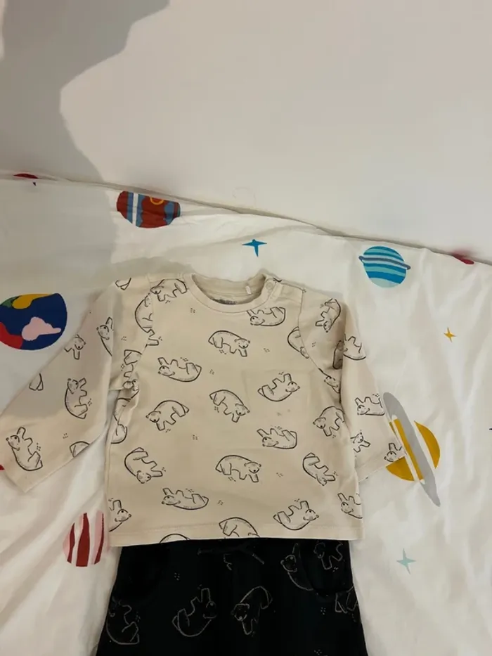 Ensemble décontracté t shirt manches longues et pantalon cargo - photo numéro 2