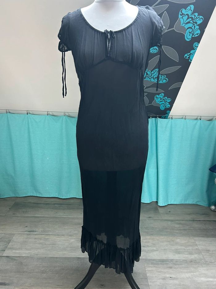 Chemise de nuit noire transparente