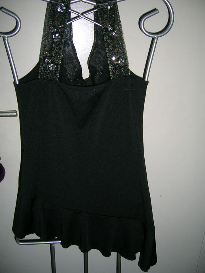 haut asymétrique noir col et bretelles avec sequins "MIM " Taille 3 - photo numéro 3