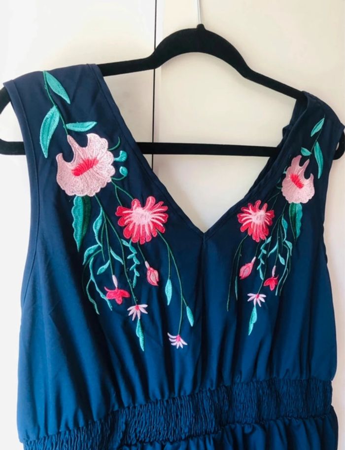 Robe longue maxi fleurie SHEIN 1XL bleu marine - photo numéro 2