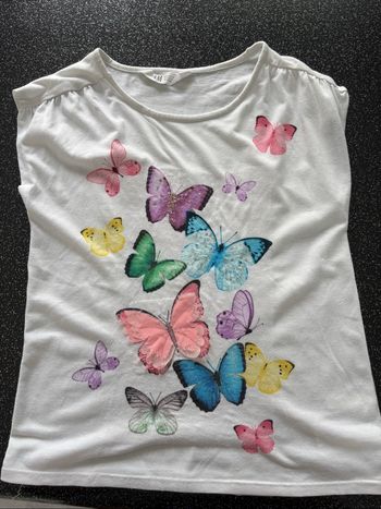 H&M - t-shirt papillon fille 6-8 ans